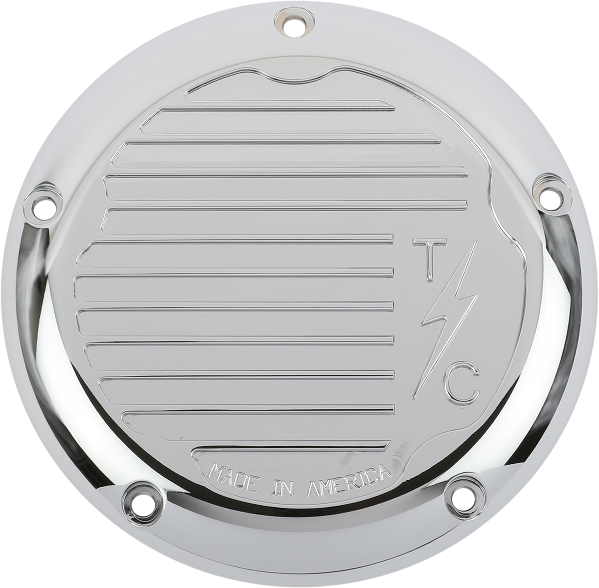 Thrashin Supply CO. Derby Cover Without Gasket - Finned - Chrome - 5 Hole