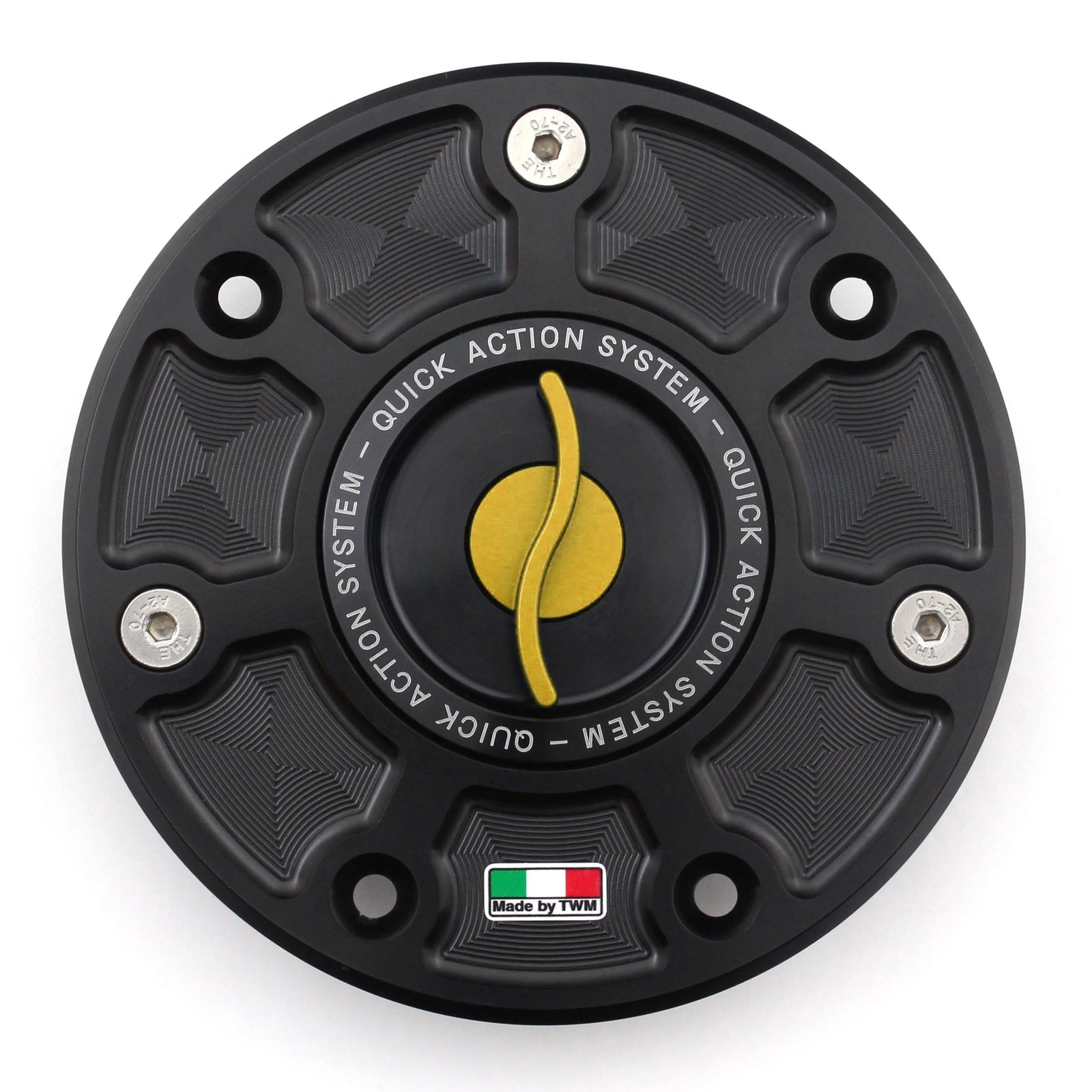 TWM CNC Aluminum Gas Cap / Fuel Cap with Gold Center Cap for KTM Motorcycles