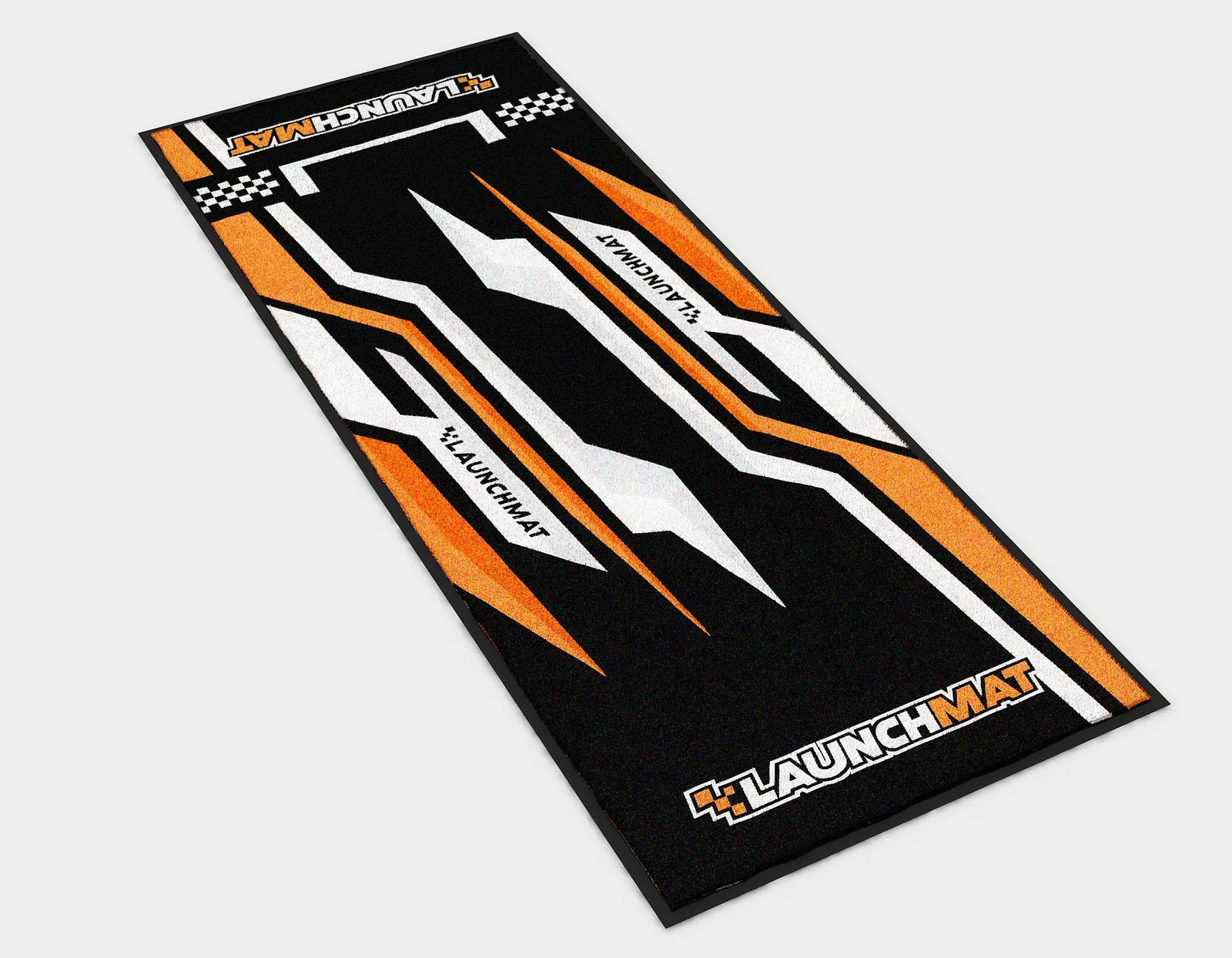 Launchmat Carpeted Motorcycle Mats (Lightning Design) - ORANGE