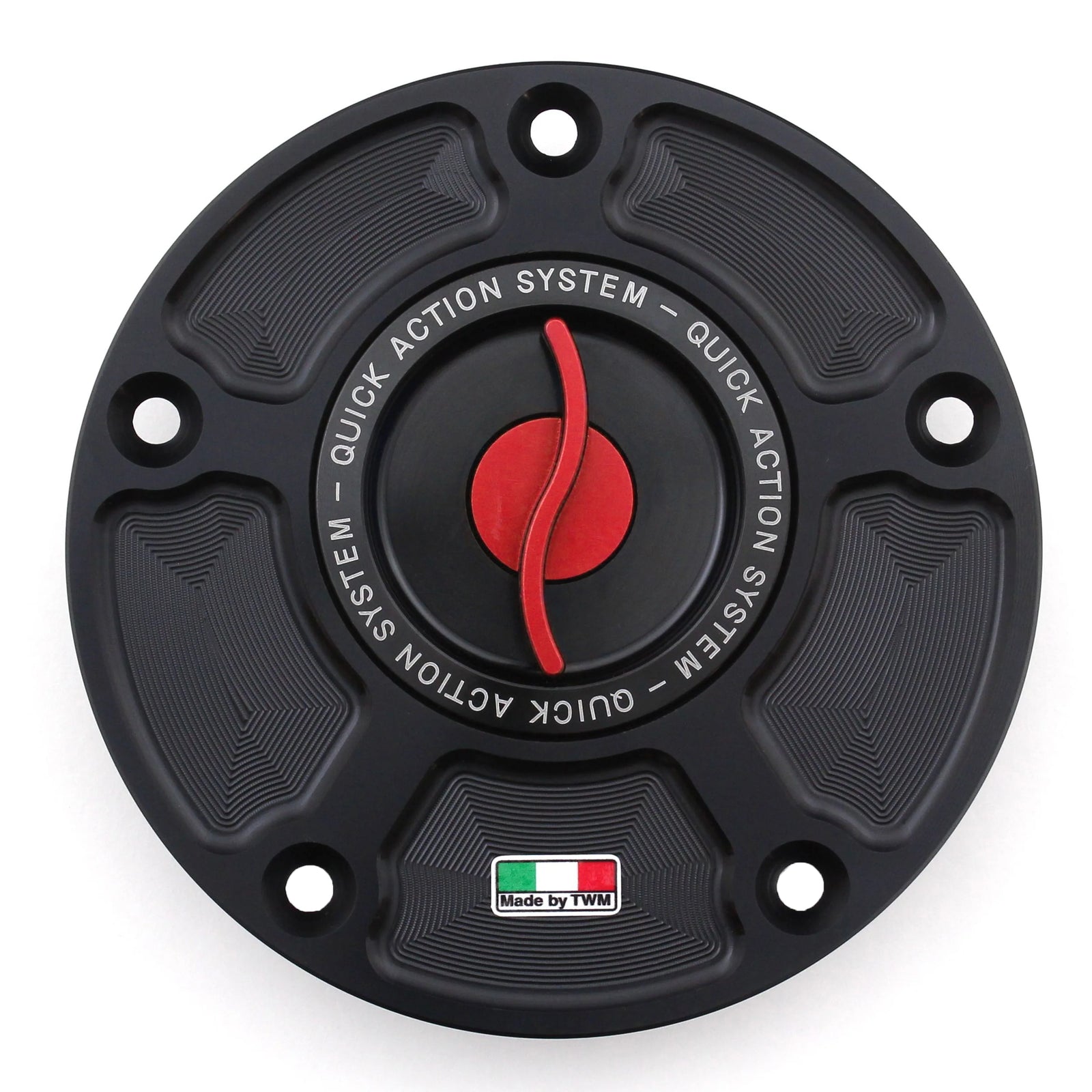 TWM CNC Aluminum Gas Cap / Fuel Cap with Red Center Cap for Kawasaki Motorcycles