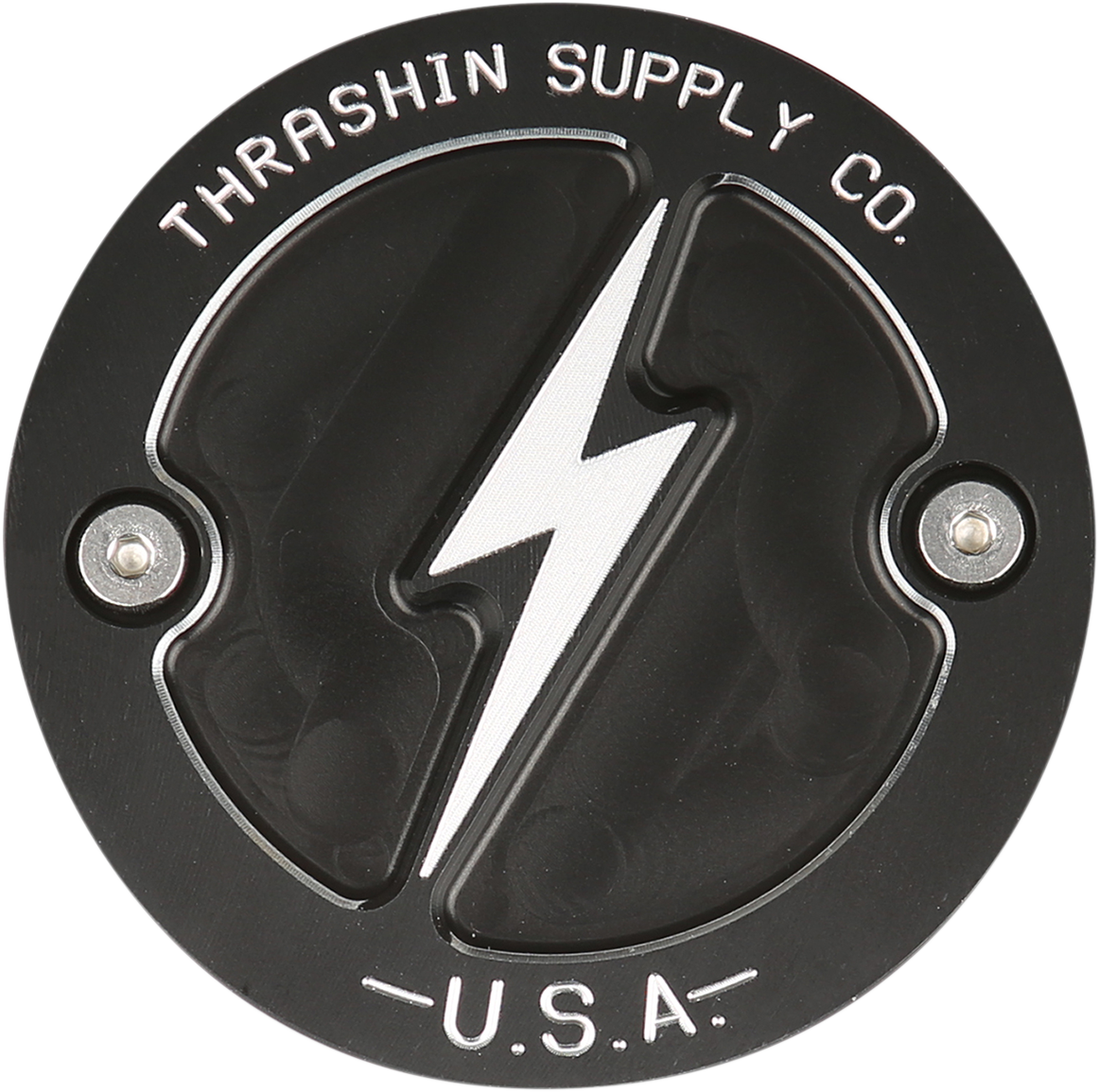 Thrashin Supply CO. Points Cover - Dished - Black - 2 Hole - M8