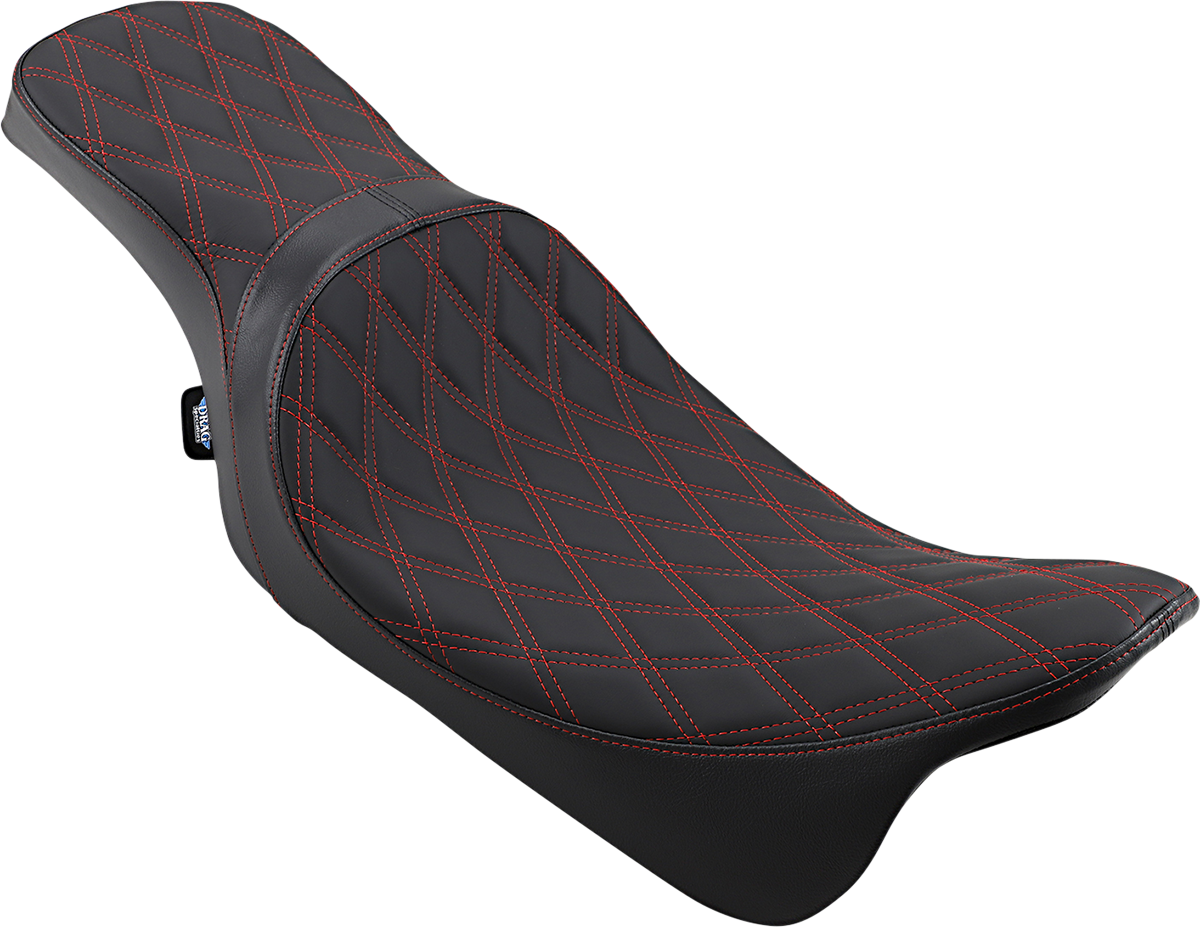 Drag Specialties Seats Predator 2-Up Seat - Double Diamond - Red Stitching - FL '08-'23
