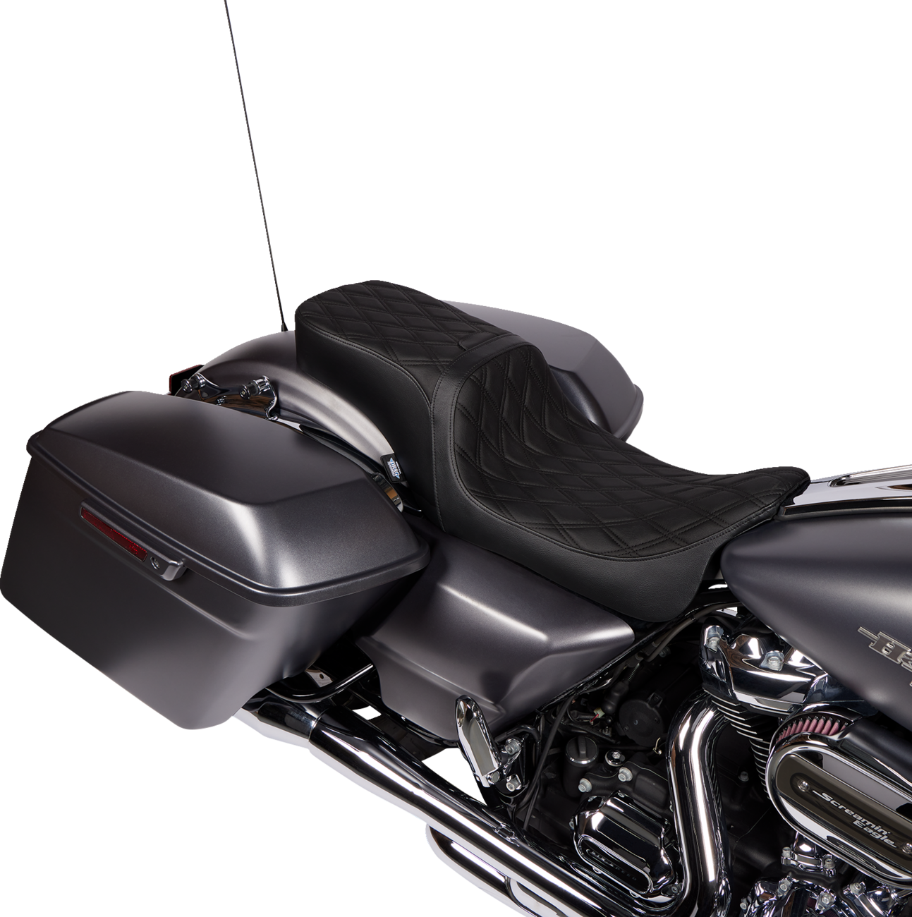 Drag Specialties Seats Predator 2-Up Seat - Vinyl - Double Diamond - W/O Backrest - FLH/FLTR '08-'23