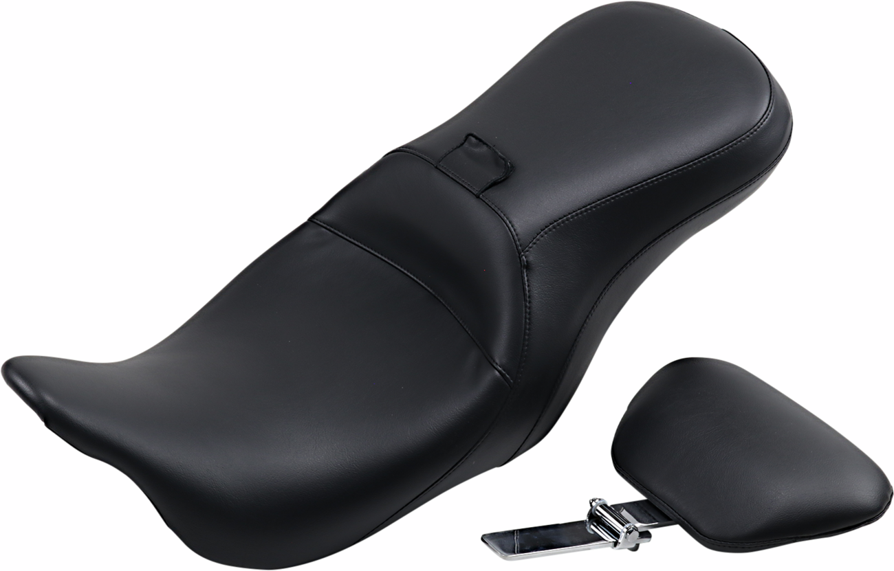 Le Pera Outcast Seat - 2-Up - With Backrest - Smooth - Black - FL '08-'23