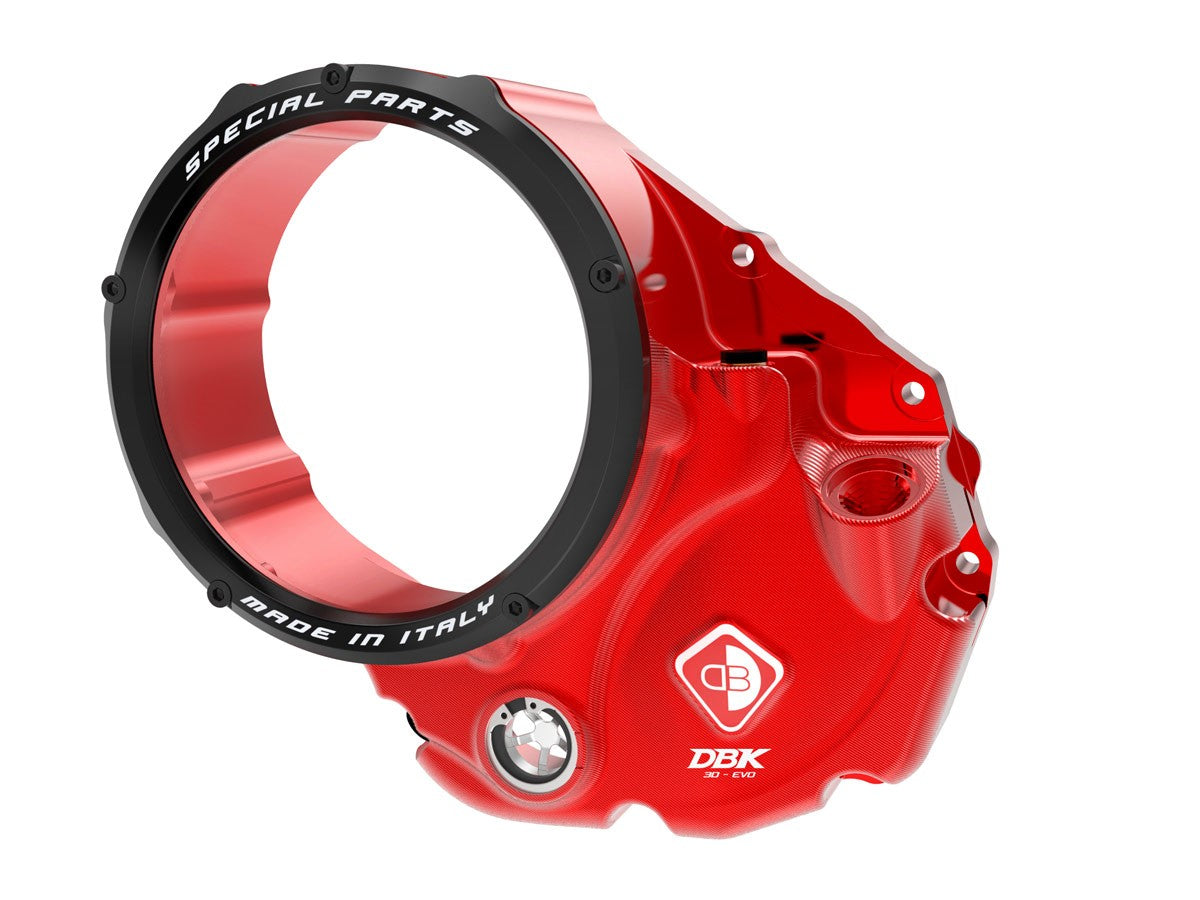 Ducabike DBK CCDV06 3D-EVO Clear Clutch Cover Oil Bath - RED-BLACK