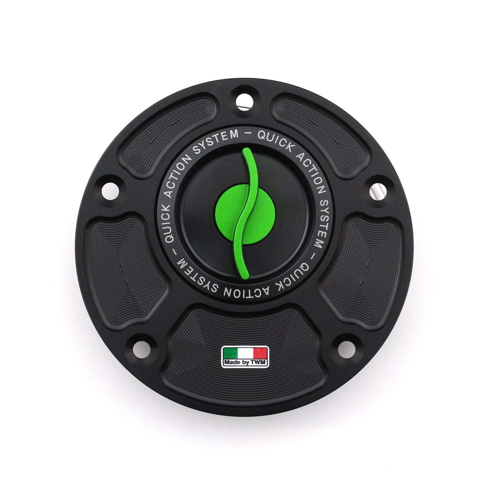 TWM CNC Aluminum Gas Cap / Fuel Cap with Green Center Cap for Ducati Motorcycles