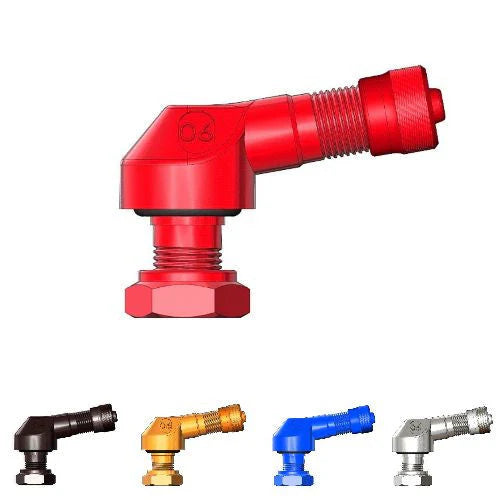 Bridgeport 90 Degree Angled Valve Stems 8.3mm - Pair - Red