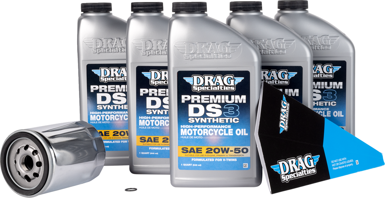 Drag Specialties Oil Full Synthetic Oil Change Kit - 20W50 - M8 - Chrome Filter