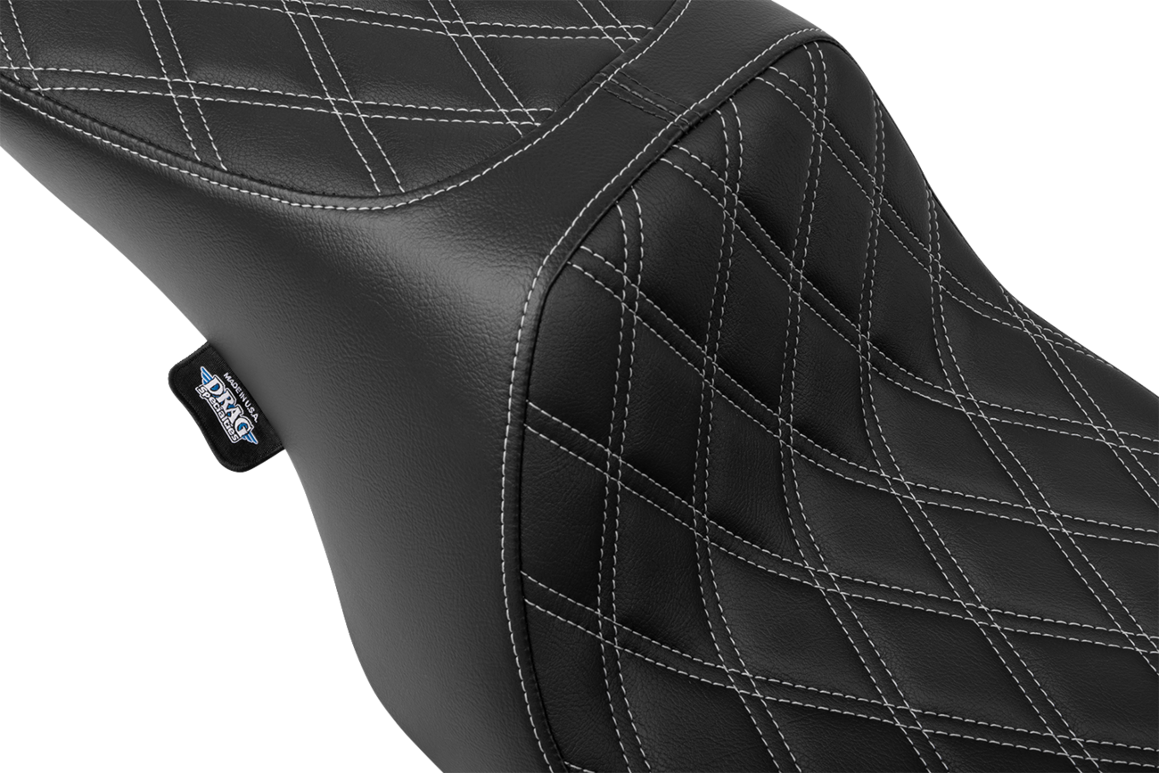Drag Specialties Seats Predator 2-Up Seat - Vinyl - Double Diamond - Silver Stitching- W/O Backrest - FL '97-'07