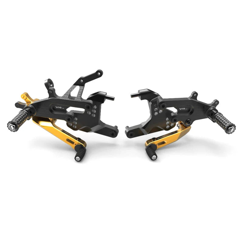 Ducabike DBK Adjustable Rearsets For Ducati Panigale V4 V4S V4R Speciale - Black/Gold