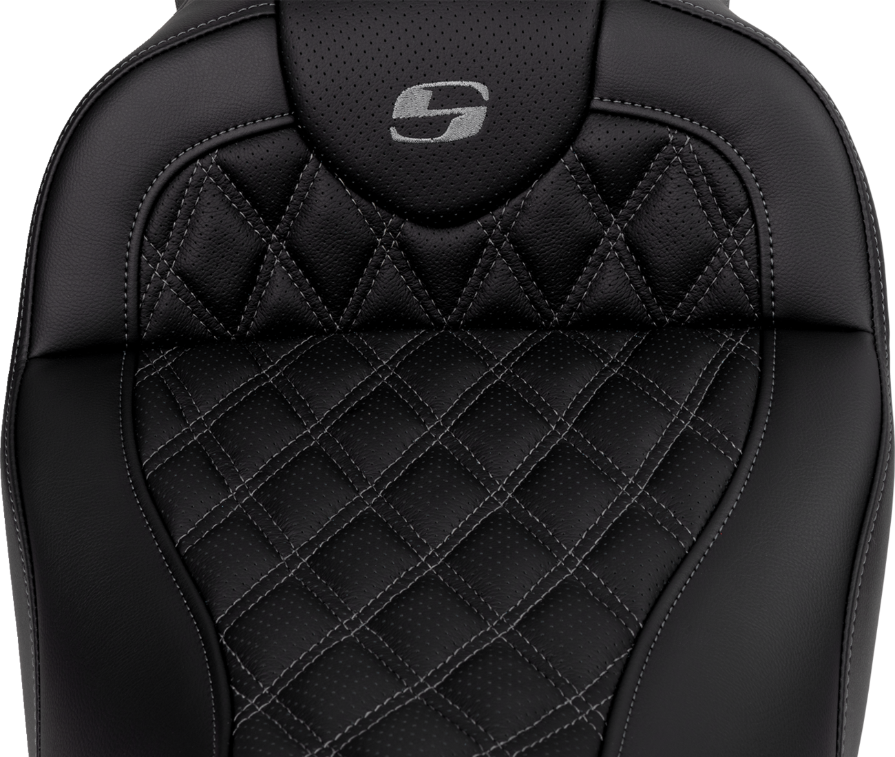 Saddlemen Roadsofa™ Seat - With Backrest - Dark Gray Stitch - FL '08-'23