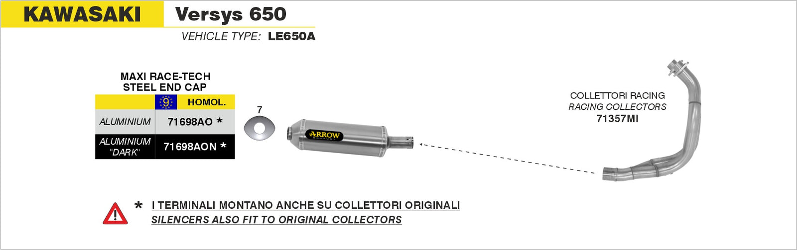 Arrow 71357MI Racing Headers - Assembly Diagram