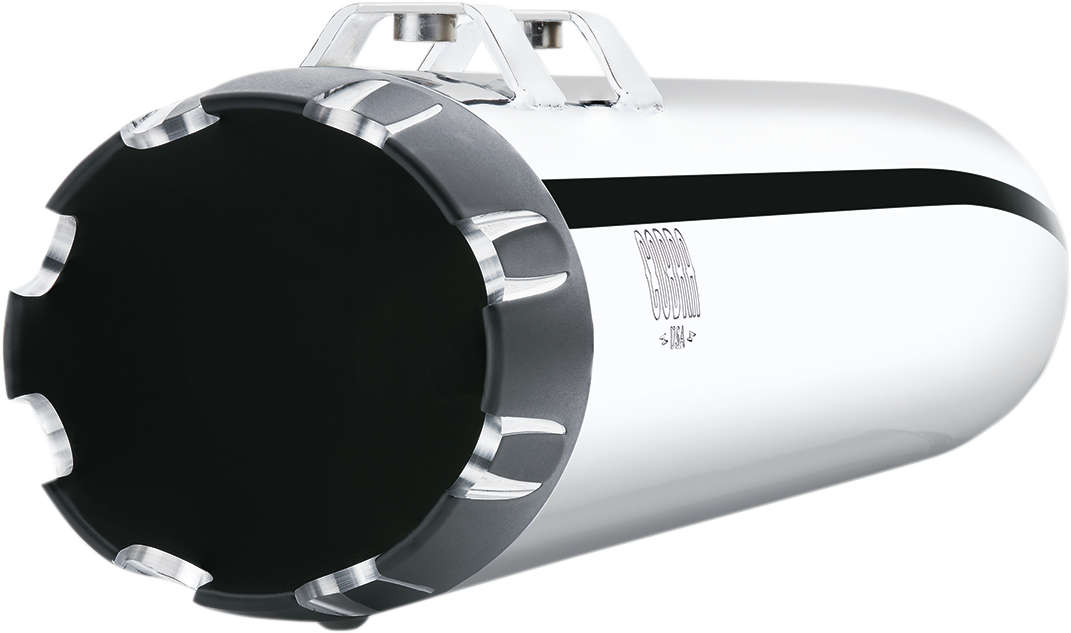 Cobra Slip-On Mufflers - 4" - Chrome With Contrast Cut Tip - '95-'16 FL