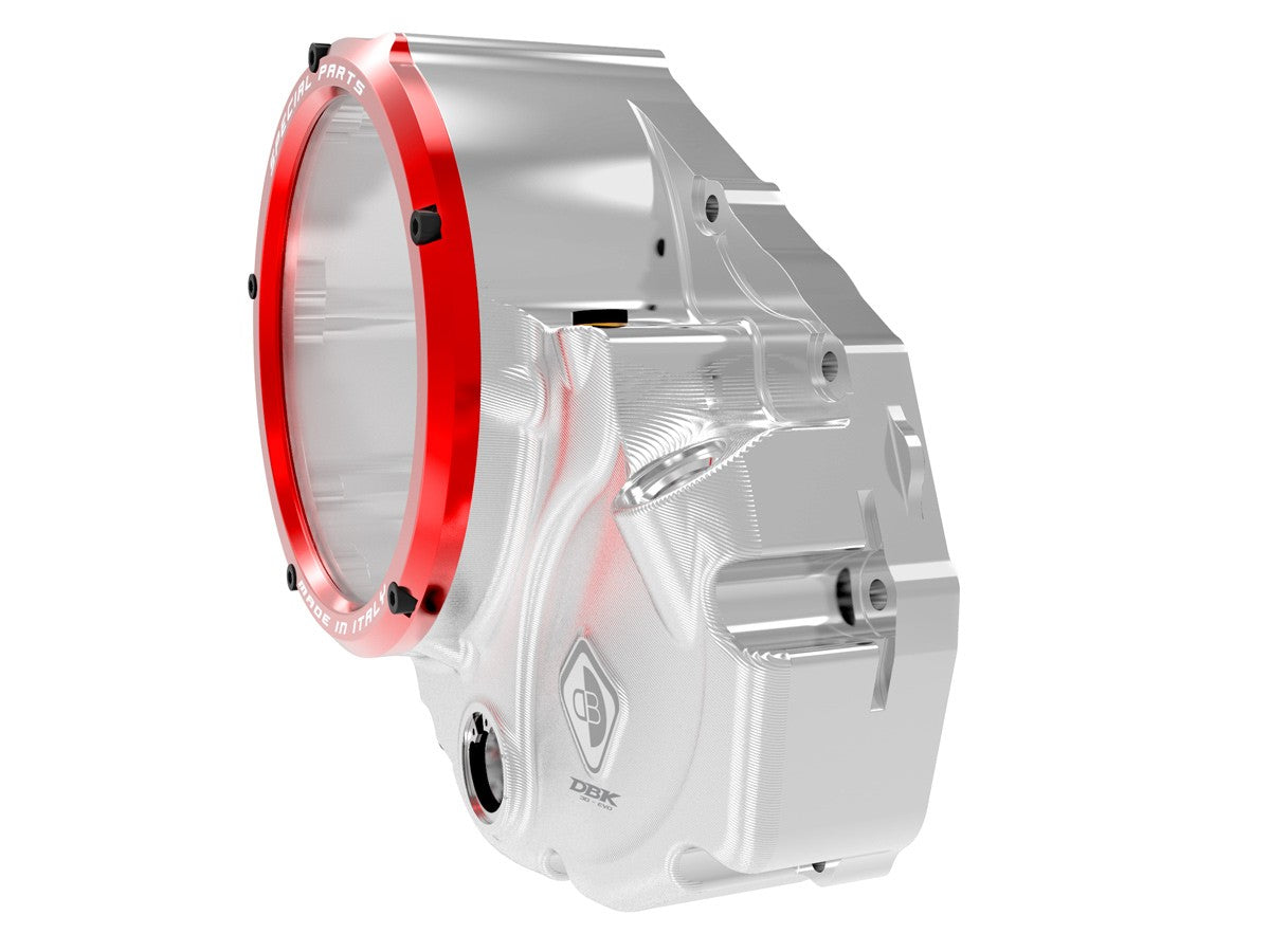Ducabike DBK CCDV06 3D-EVO Clear Clutch Cover Oil Bath - SILVER-RED