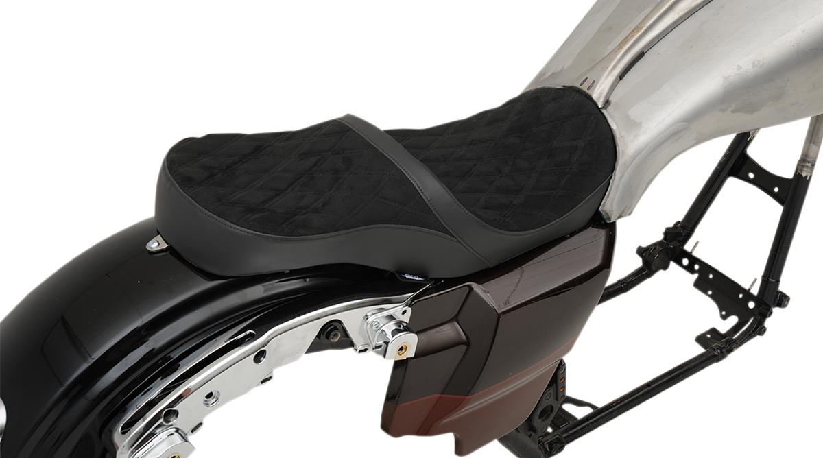 Drag Specialties Seats Low Touring Seat - Vinyl - Faux Suede Double Diamond - Yaffe Tanks - FL '08-'23