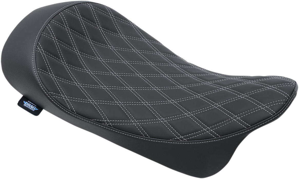 Drag Specialties Seats Low Solo Seat - Double Diamond - Silver Stitch - FL '08-'23