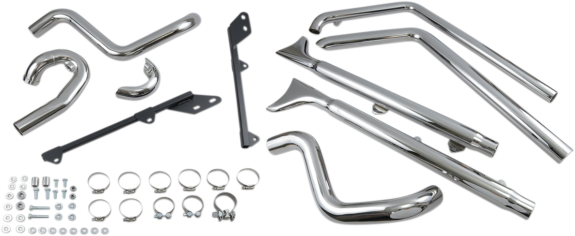 Bassani Xhaust True Duals Exhaust System With Fishtail Mufflers — With Baffles
