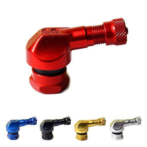Bridgeport 90 Degree Angled Valve Stems 11.3mm - Pair - Red