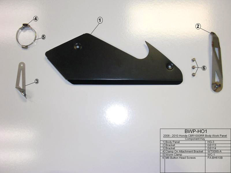 M4 Exhaust BWP-HO1 Component Key