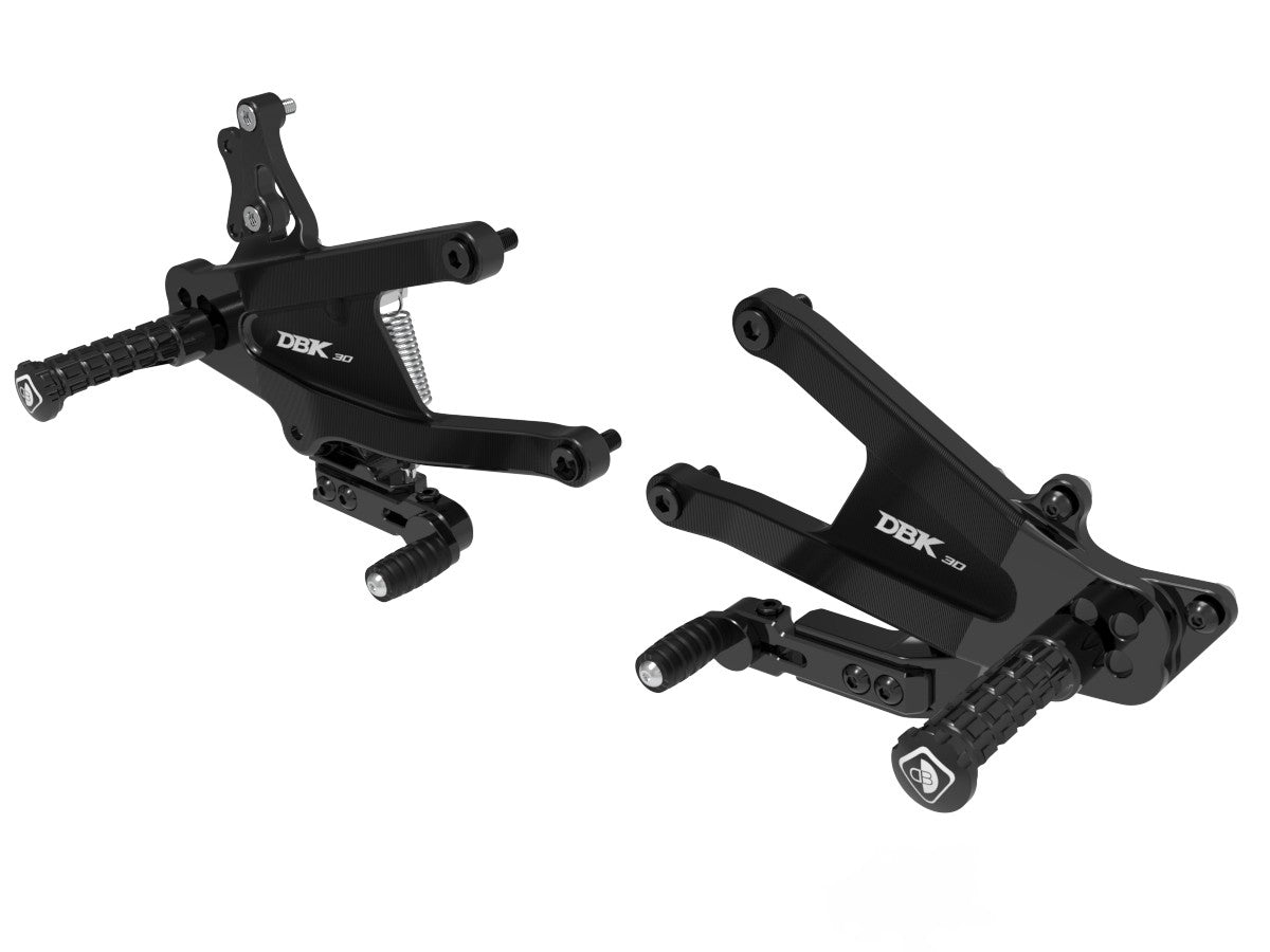 Ducabike DBK PRV402 – Panigale V4 MY25 Adjustable SBK Rearsets - BLACK ECO FIXED FOOT PEGS