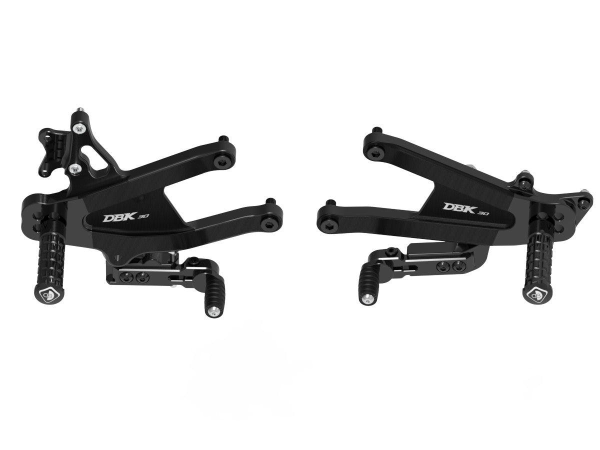 Ducabike DBK PRV402 – Panigale V4 MY25 Adjustable SBK Rearsets - BLACK ECO FIXED FOOT PEGS