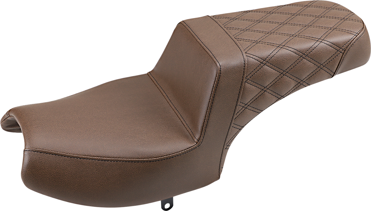 Saddlemen Step-Up Seat - Front Smooth/Rear Lattice Stitch - Brown - Challenger