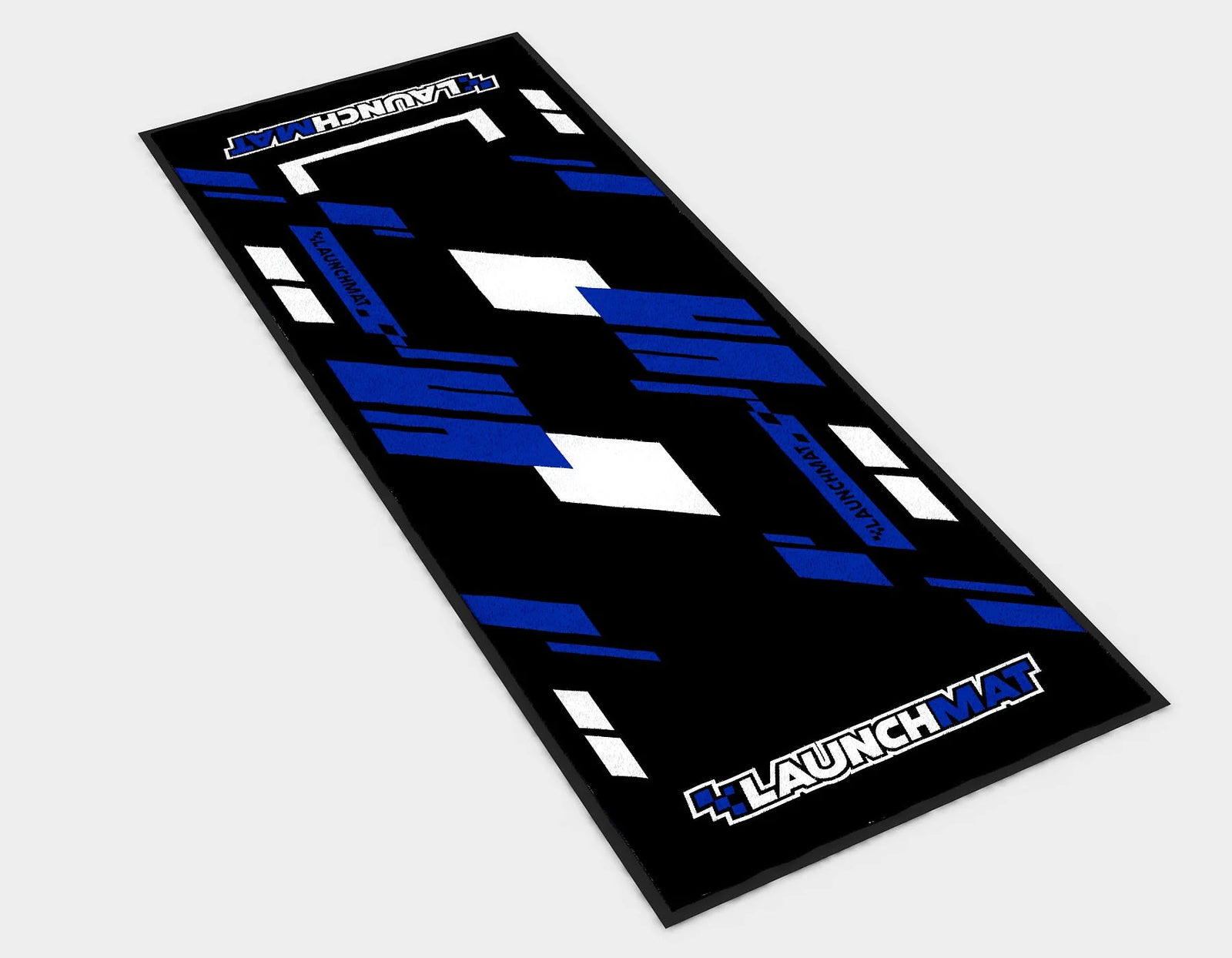 Launchmat Carpeted Motorcycle Mats (Block Design) - BLUE
