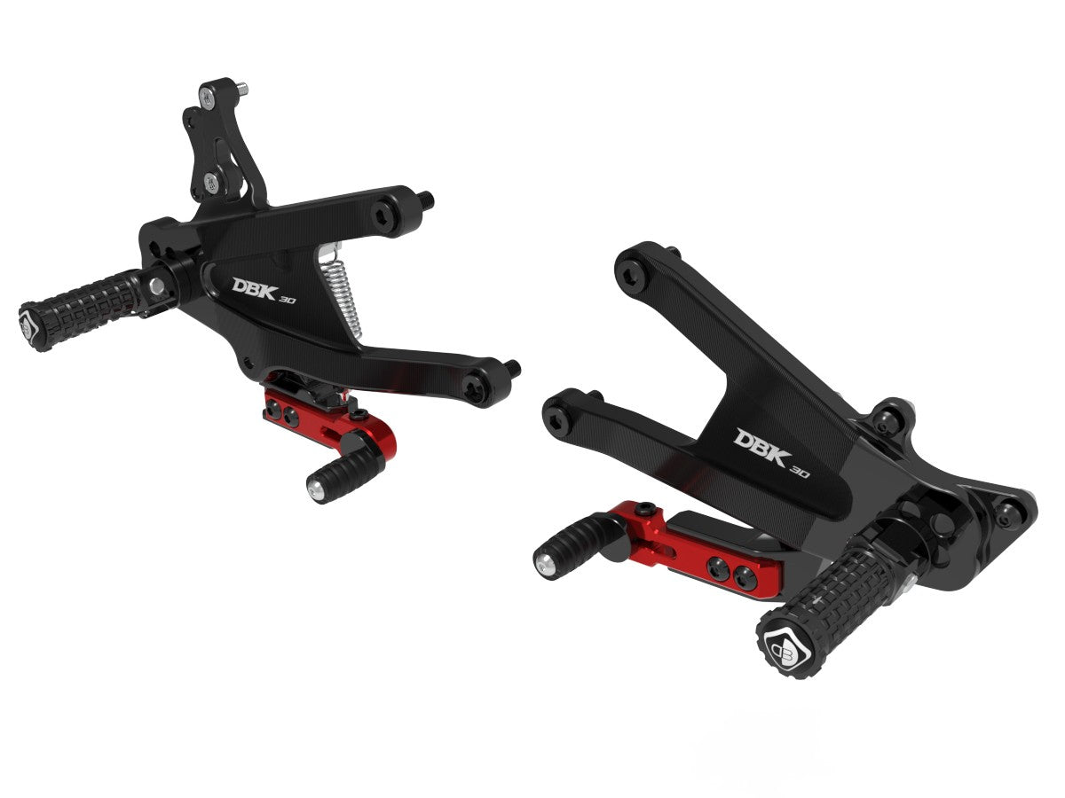 Ducabike DBK PRV402 – Panigale V4 MY25 Adjustable SBK Rearsets - BLACK-RED