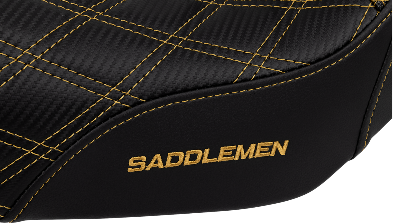 Saddlemen Pro Series SDC Performance Seat - Carbon Fiber/Lumbar Gripper - Gold Stitch - Dyna '06-'17
