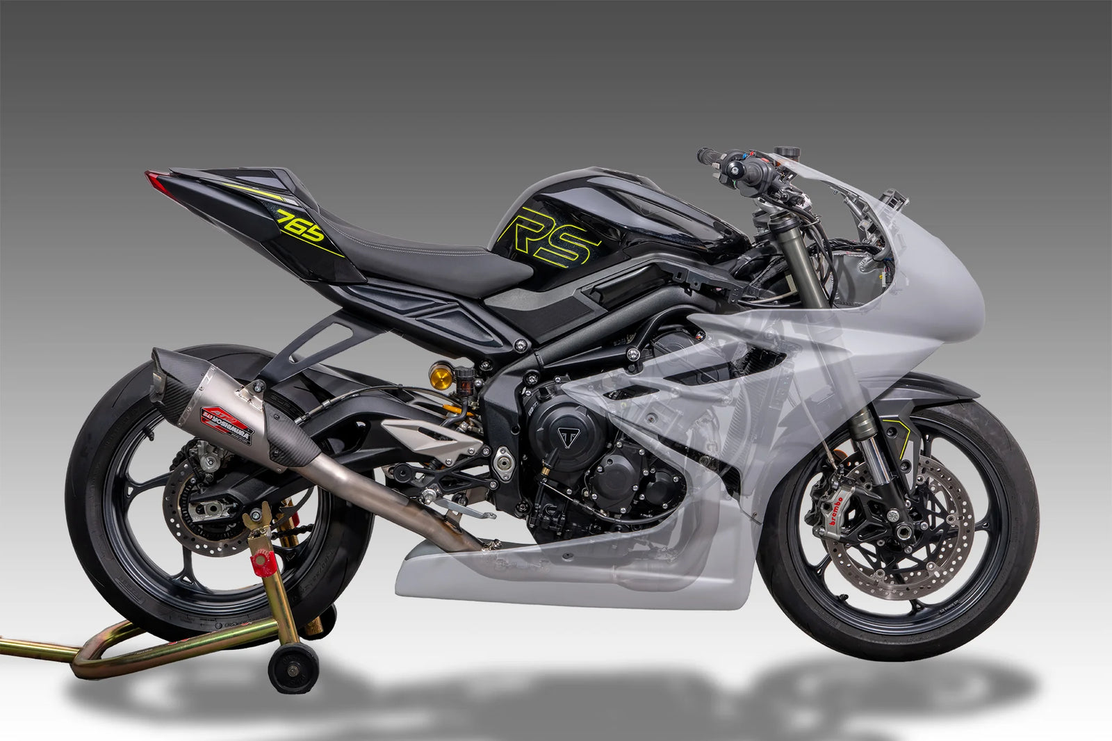 Yoshimura Street Triple 765 23-26 RACE AT2 Titanium Full Exhaust, W/ Titanium Muffler