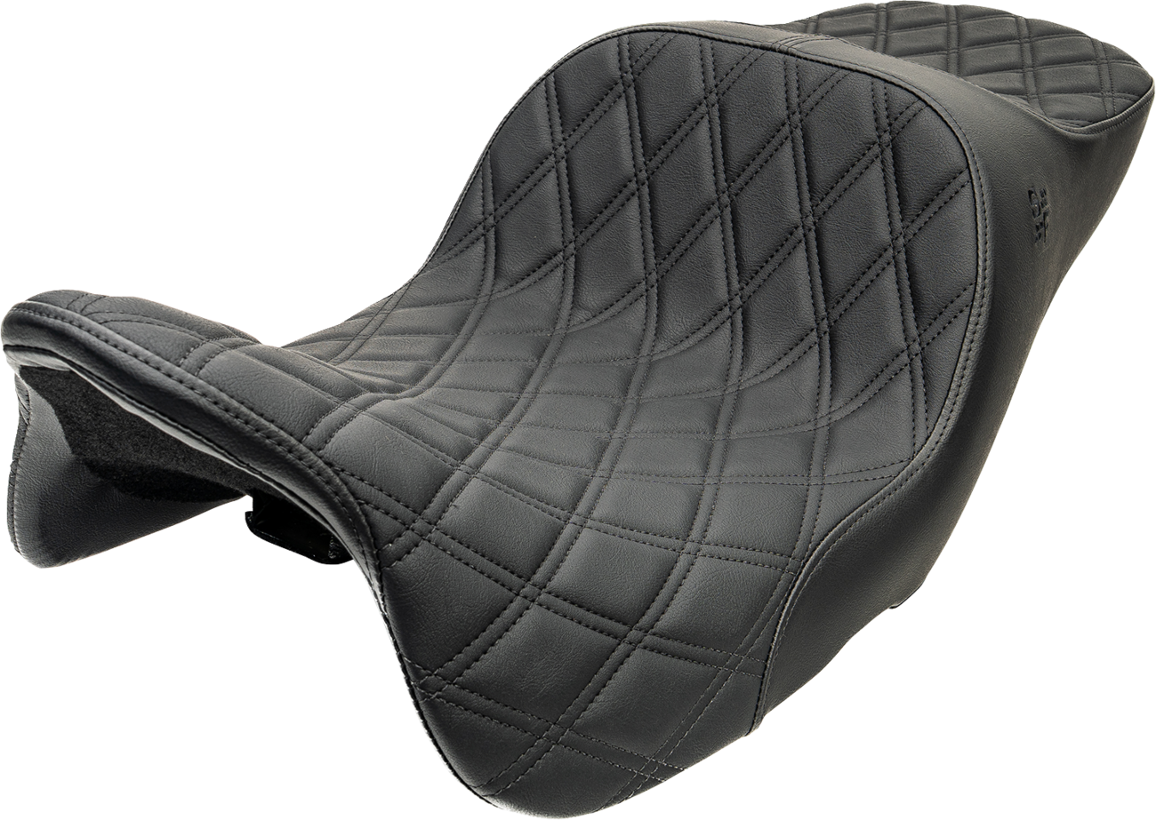 Slyfox Chariot Seat - Black Double Diamond Stitch - Black Logo - FLH/FLT '23.5-'26