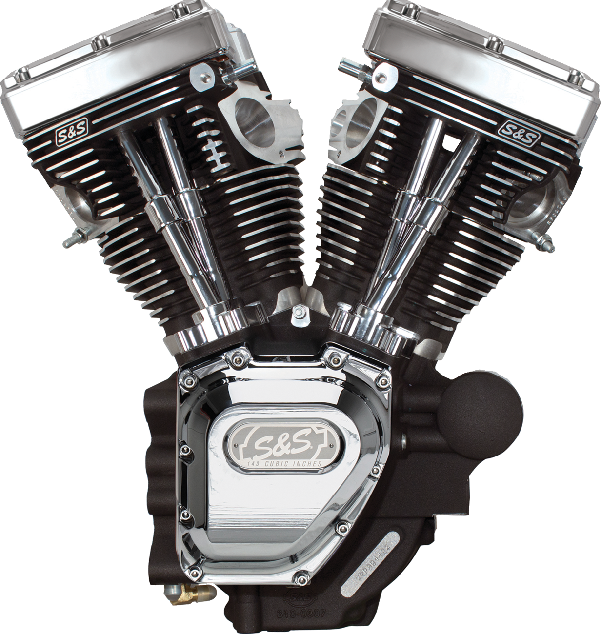 S&S Cycle T143 Long Block Engine - Chrome / Wrinkle Black / 10.5:1