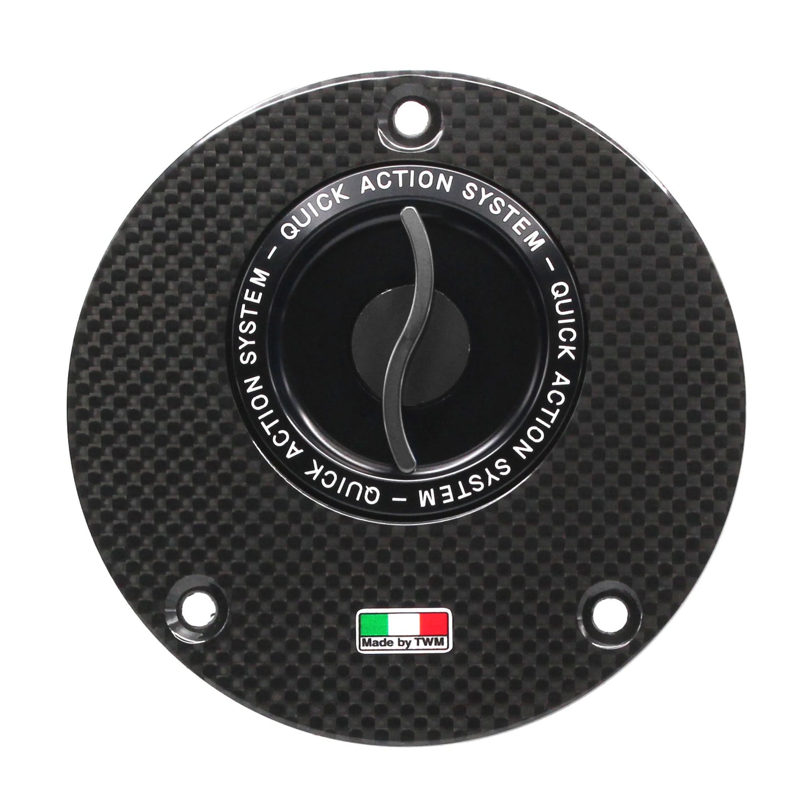 TWM Flat Carbon Gas Cap / Fuel Cap with Black Center Cap for Yamaha Motorcycles