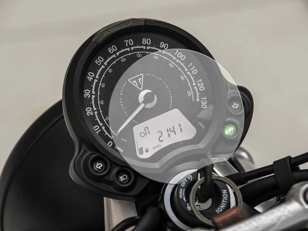 Shieldotron Triumph Bonneville Speedmaster, Bobber, Street Scrambler Instrument Cluster Screen Protector