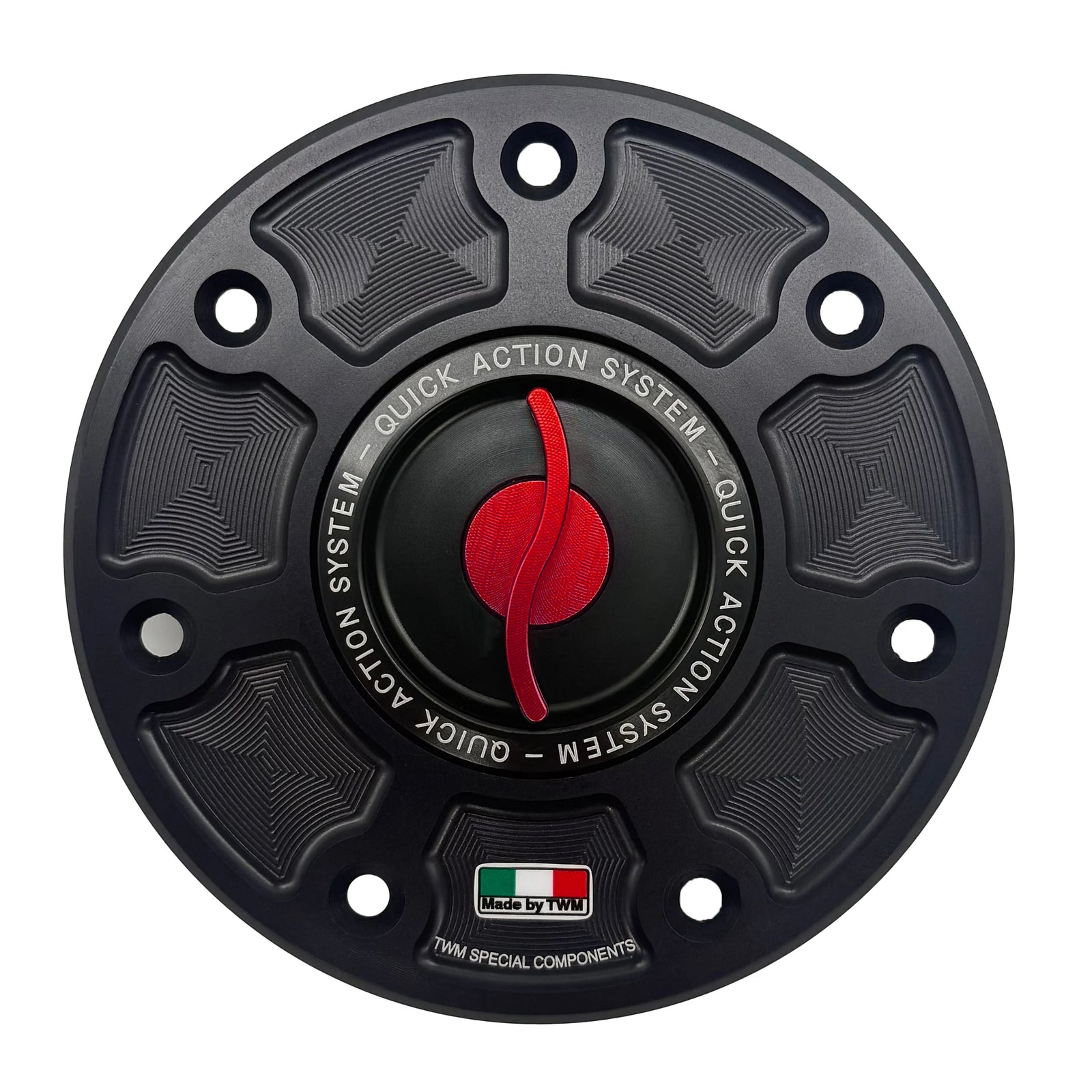 TWM CNC Aluminum Gas Cap / Fuel Cap with Red Center Cap for Kawasaki Motorcycles