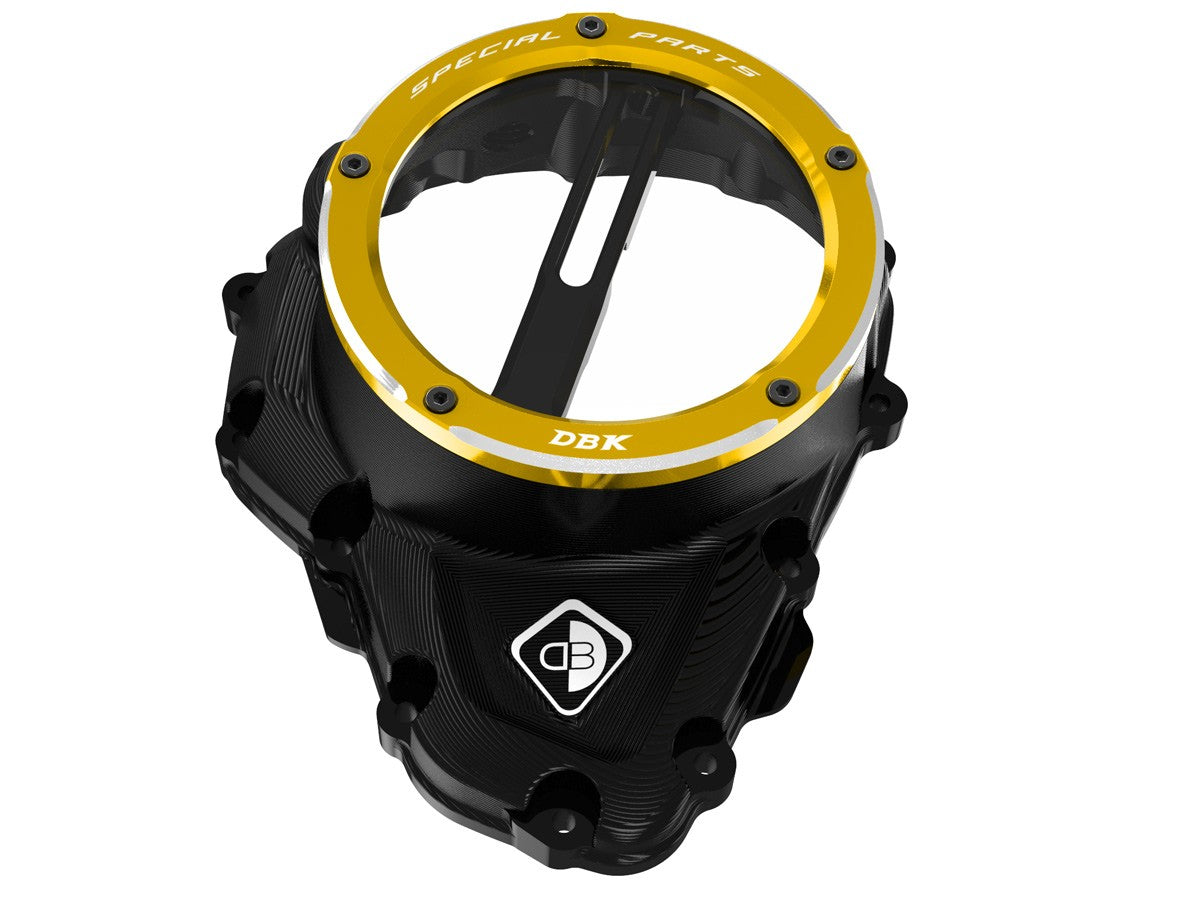 Ducabike DBK Ccdv16 Triumph Clear Clutch Cover Oil Bath 3D-EVO - BLACK-GOLD