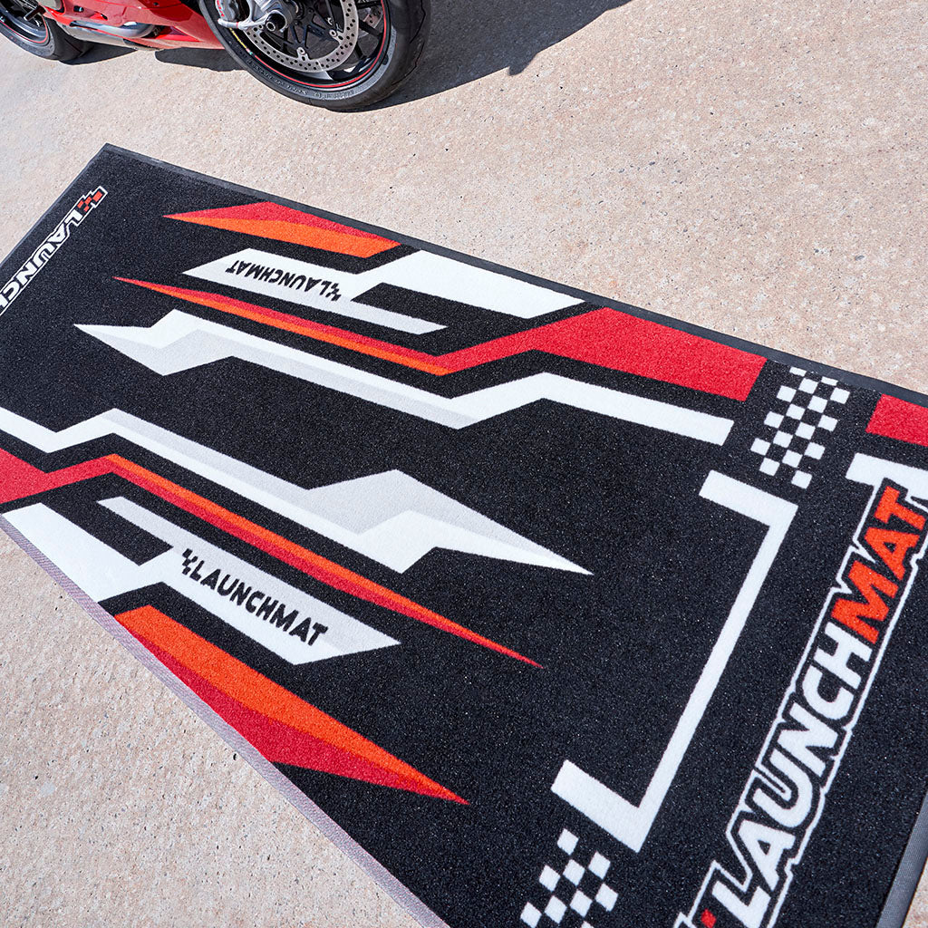 Launchmat Carpeted Motorcycle Mats (Lightning Design)