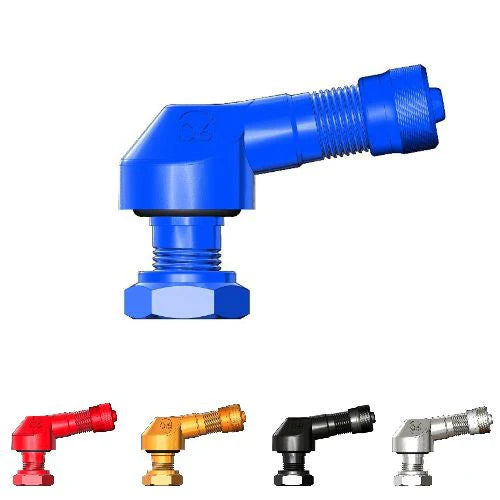 Bridgeport 90 Degree Angled Valve Stems 8.3mm - Pair - Blue