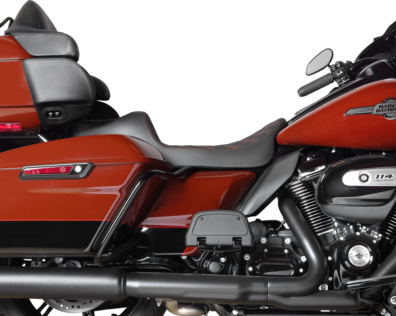 Drag Specialties Seats Predator III Seat - Extended Reach - Double Diamnd - Red Stitching - FLH/FLT '08-'24