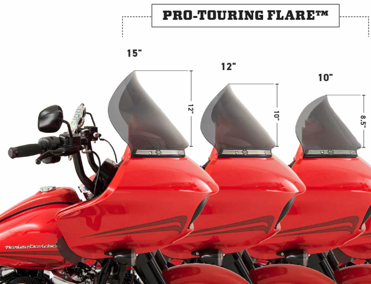 Klock Werks Pro-Touring Flare® Windshield - 15" - Dark Smoke - '15-'25 FLTR