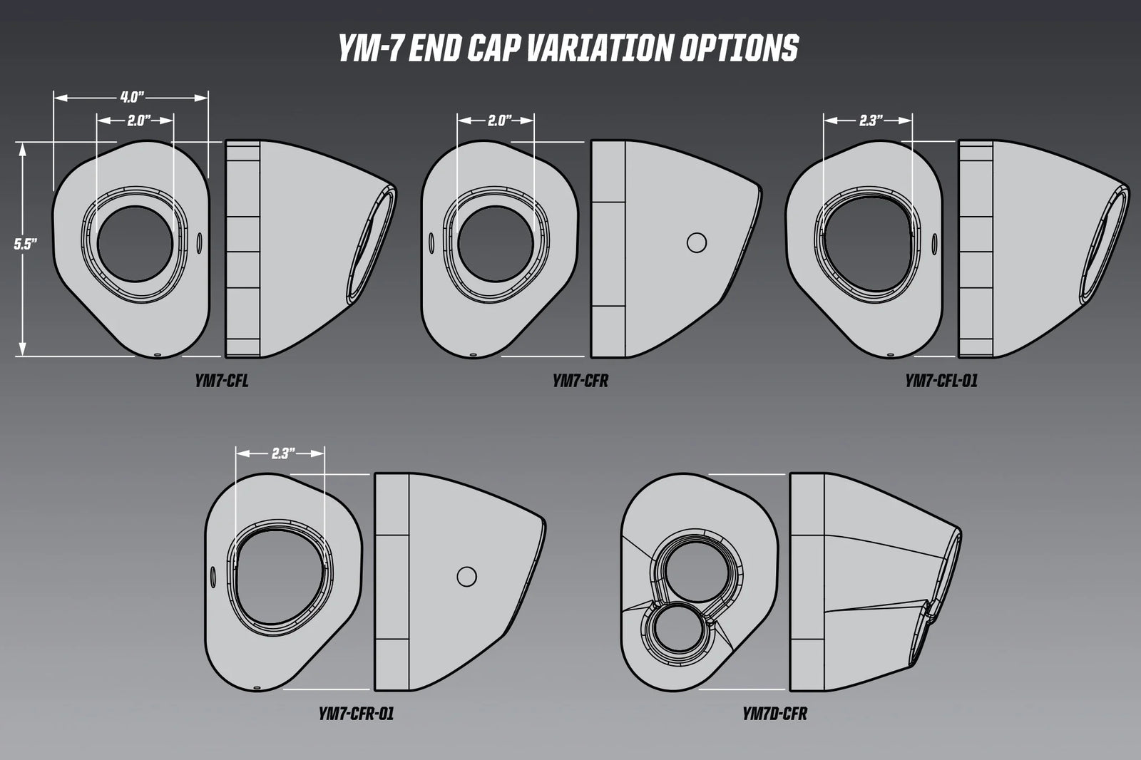 Yoshimura R-77 Replacement End Cap Kit Flared Left Side