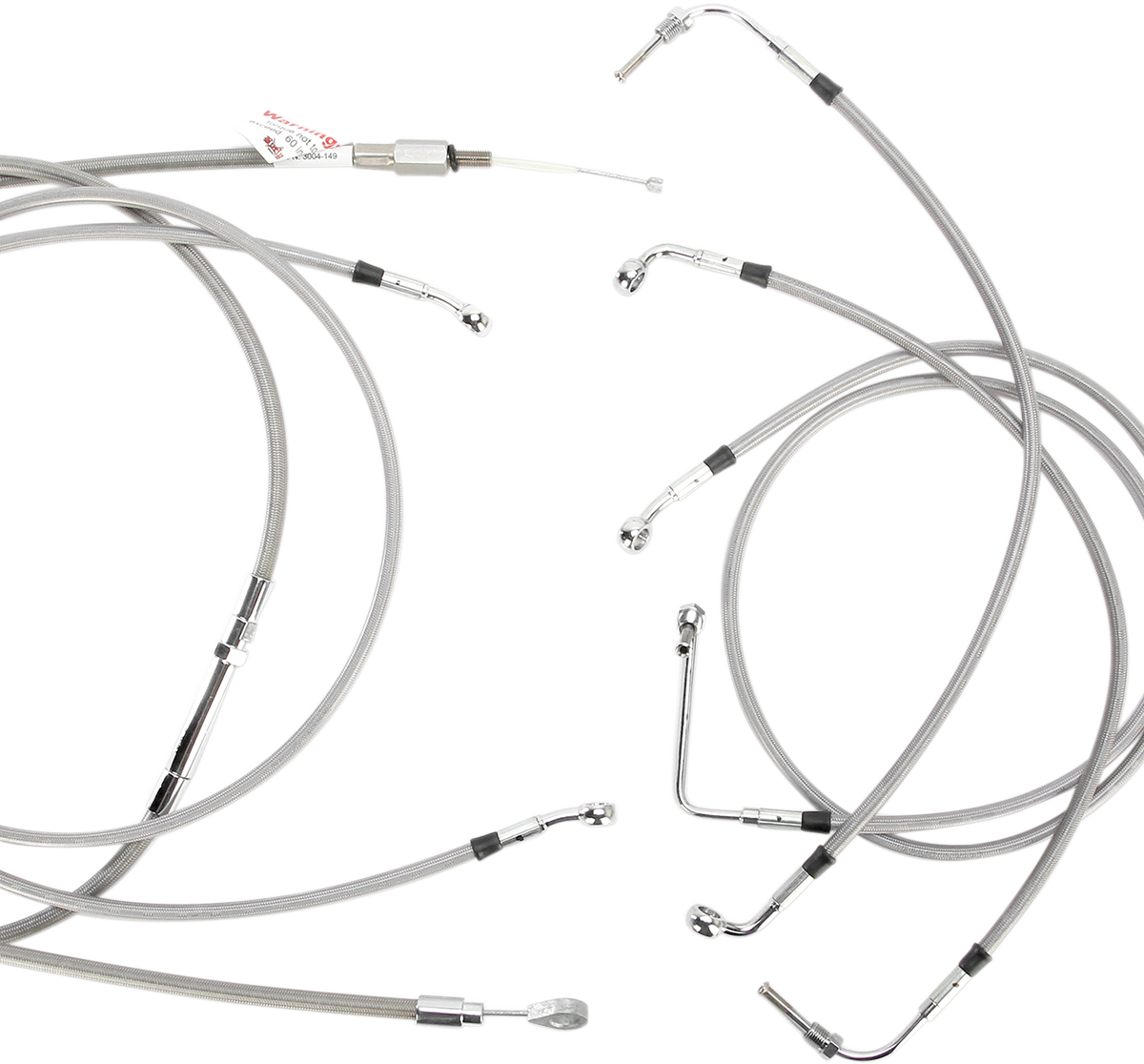 Burly Brand Complete Stainless Braided Handlebar Cable/Brake Line Kit - 15" Ape Hangers - '08-'13 FLH