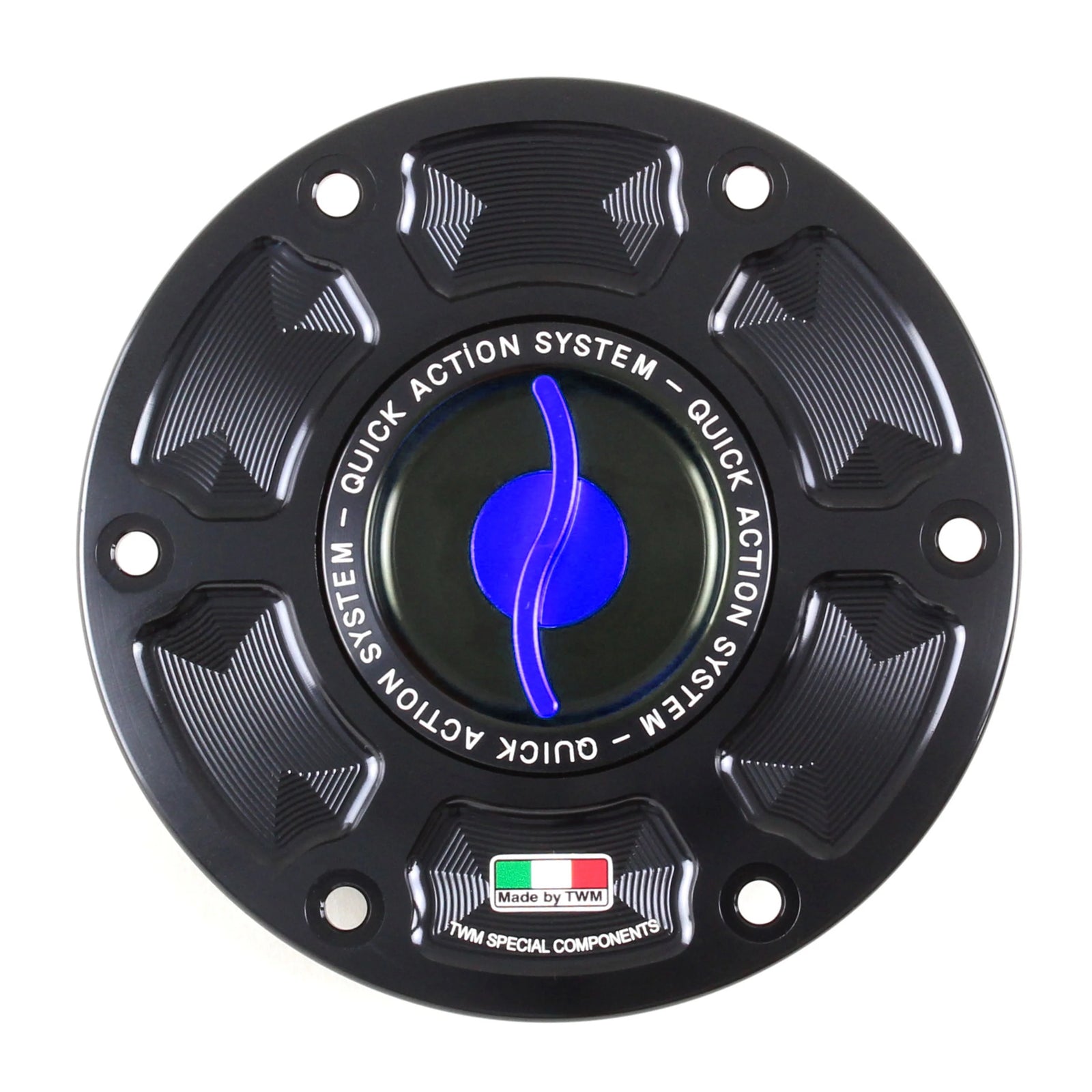 TWM CNC Aluminum Gas Cap / Fuel Cap with Blue Center Cap for Ducati Motorcycles