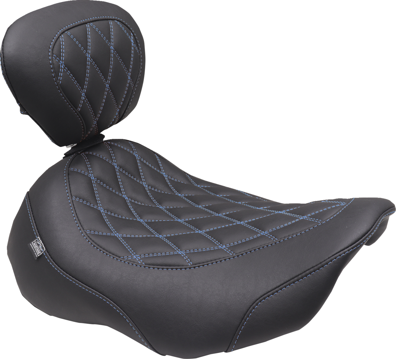 Mustang Wide Tripper™ Seat - Solo - Sky Blue Stitching - FLT/FLH '23-'25