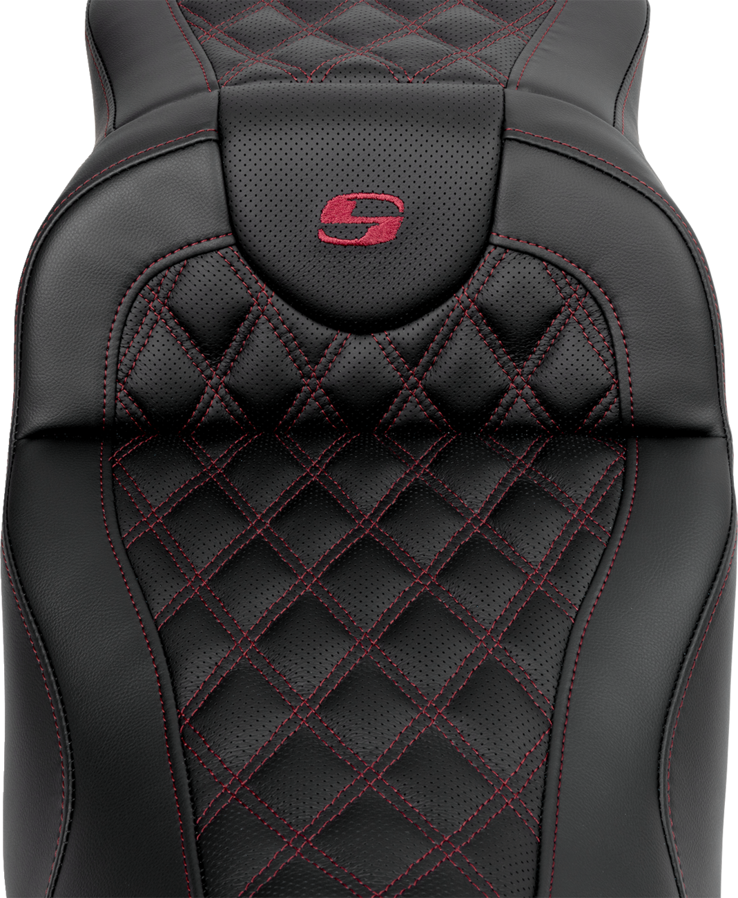 Saddlemen Roadsofa™ Extended Reach Seat - Lattice Stitch - Wine Berry Stitch - With Backrest - FL '08-'24