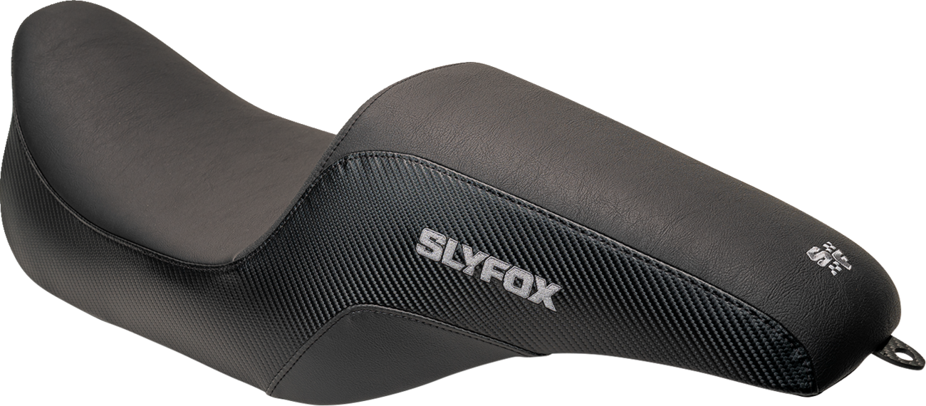 Slyfox Drifter Seat - Gray Logo - Smooth Vinyl - Carbon Fiber - FL '97-'07