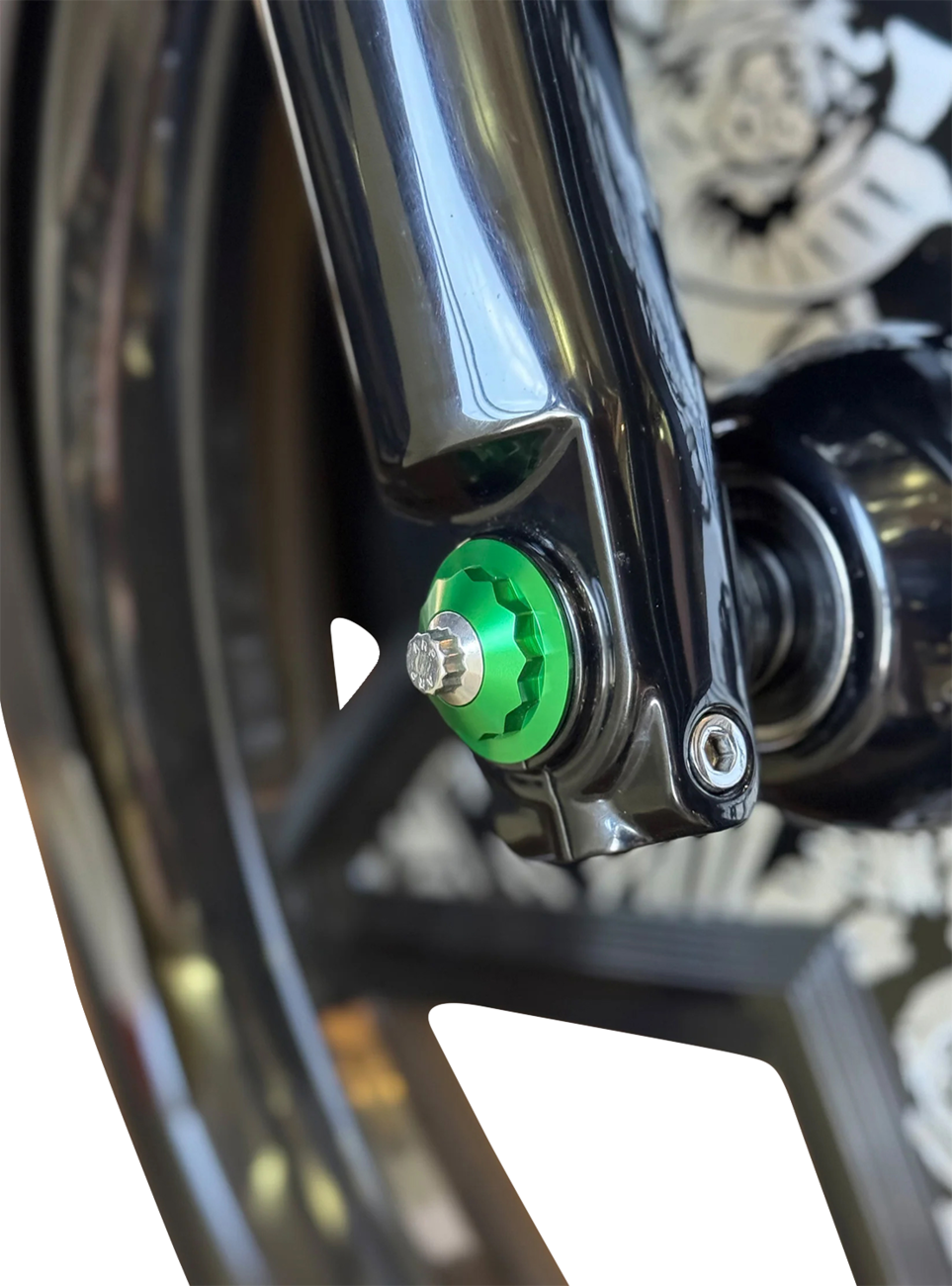 Paul Yaffe Bagger Nation Y-Axle With 12 Point Style Axle Cover Kit - Custom - Front - Green - 25 MM