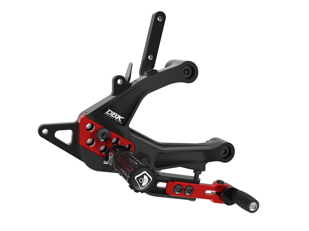 Ducabike DBK PRV201 Panigale V2 MY25 Adjustable Rearsets - BLACK-RED