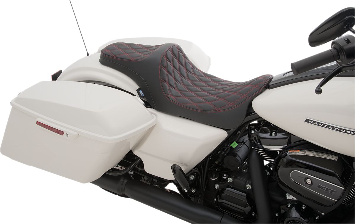 Drag Specialties Seats Predator III Seat - Double Diamond - Red Stitched - FL '08-'23