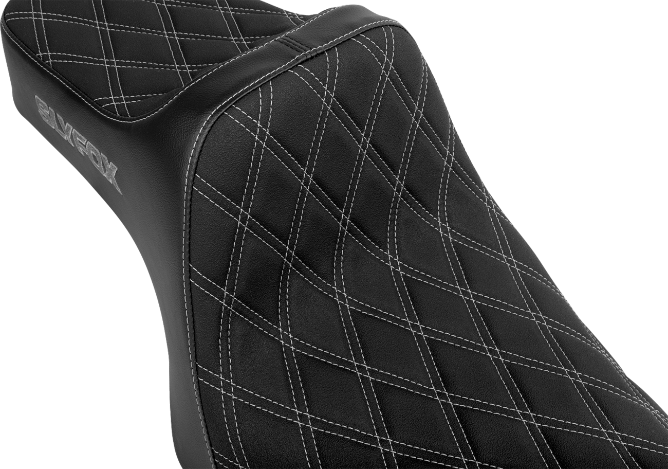 Slyfox High Noon Seat - Double Diamond - Silver Logo - Silver Stitch - XL '04-'22